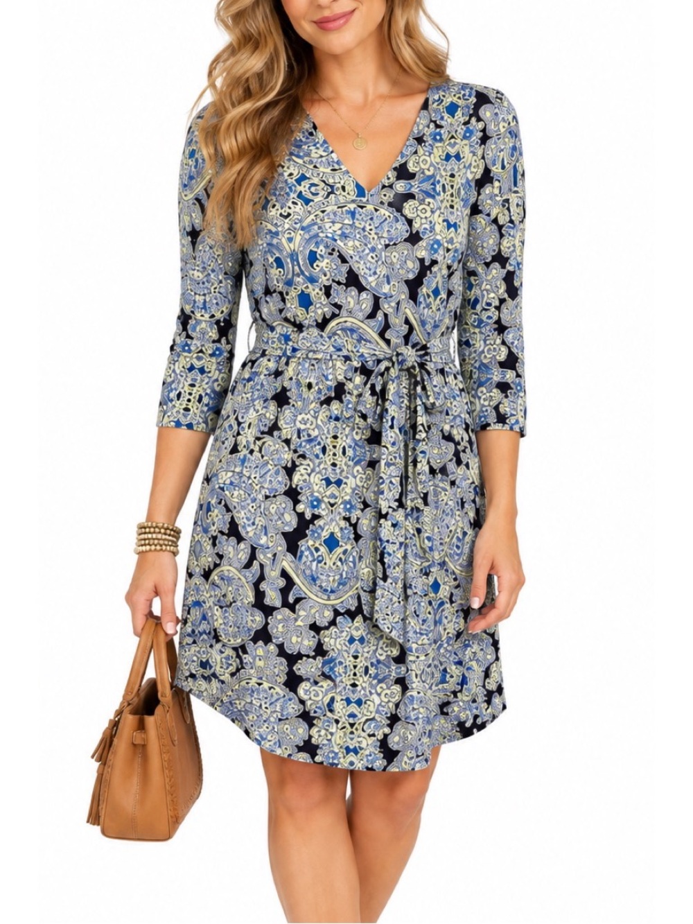 Cynthia Rowley Paisley Print Tie-Waist Dress- Medium